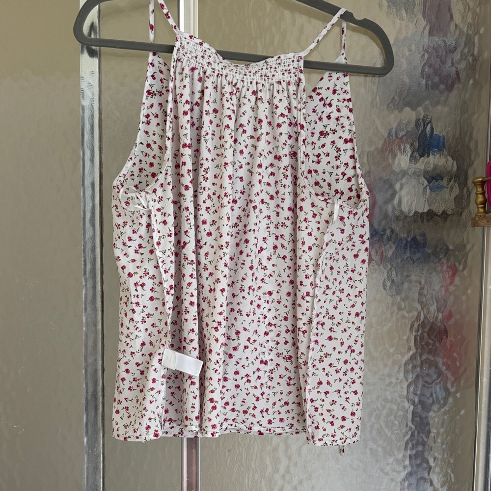 1. State White and Red Floral Tank Top